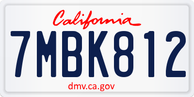 CA license plate 7MBK812