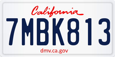 CA license plate 7MBK813