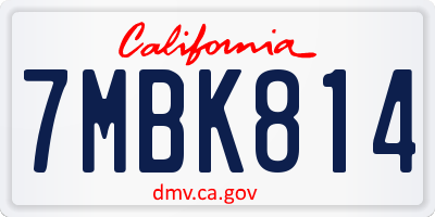 CA license plate 7MBK814