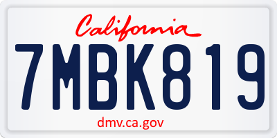 CA license plate 7MBK819