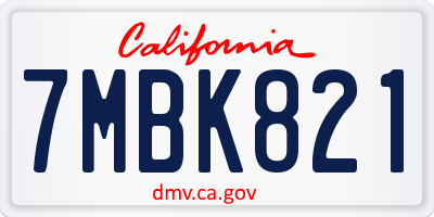 CA license plate 7MBK821