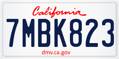 CA license plate 7MBK823