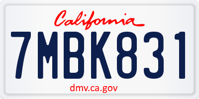 CA license plate 7MBK831