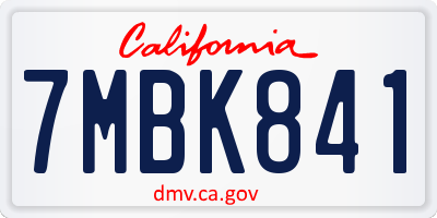 CA license plate 7MBK841