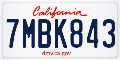 CA license plate 7MBK843