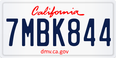 CA license plate 7MBK844
