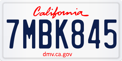 CA license plate 7MBK845