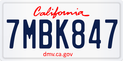 CA license plate 7MBK847