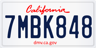 CA license plate 7MBK848