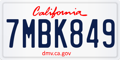 CA license plate 7MBK849