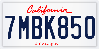 CA license plate 7MBK850