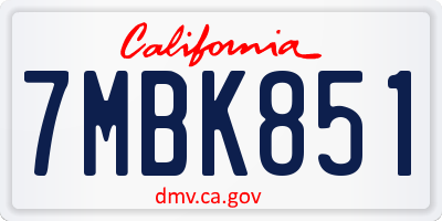 CA license plate 7MBK851
