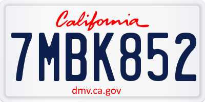 CA license plate 7MBK852