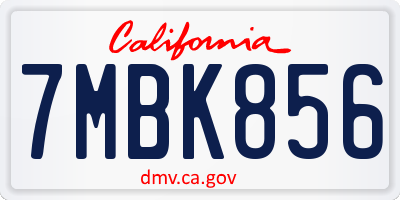 CA license plate 7MBK856