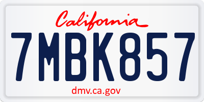 CA license plate 7MBK857