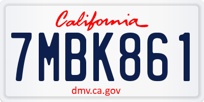 CA license plate 7MBK861