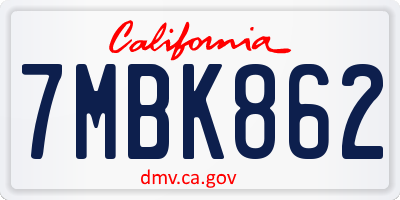 CA license plate 7MBK862