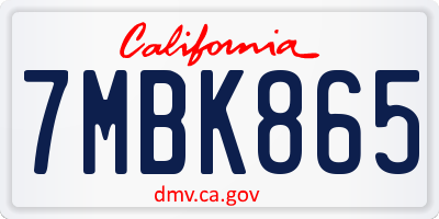 CA license plate 7MBK865