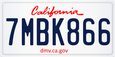 CA license plate 7MBK866