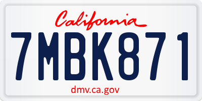 CA license plate 7MBK871