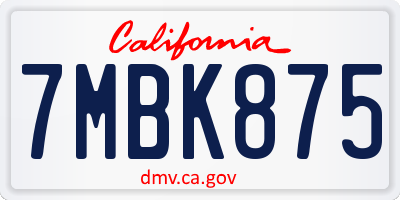 CA license plate 7MBK875