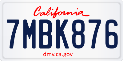 CA license plate 7MBK876