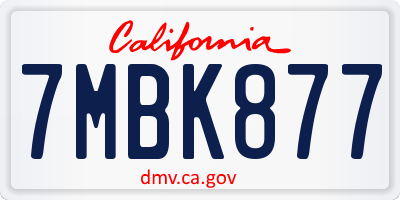 CA license plate 7MBK877