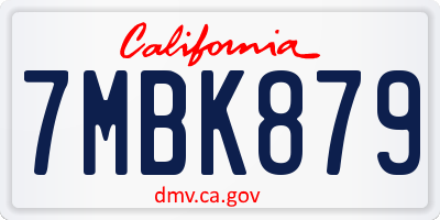 CA license plate 7MBK879