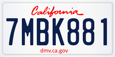 CA license plate 7MBK881