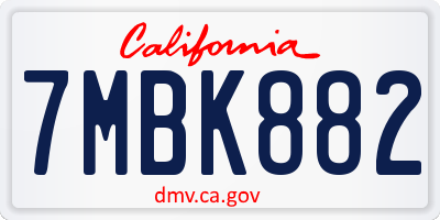 CA license plate 7MBK882