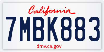 CA license plate 7MBK883