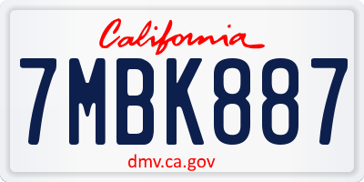 CA license plate 7MBK887