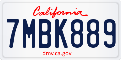 CA license plate 7MBK889