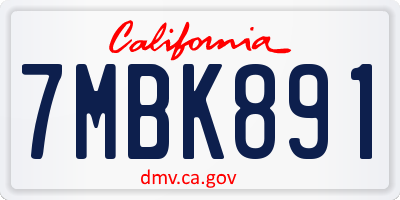 CA license plate 7MBK891