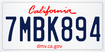 CA license plate 7MBK894