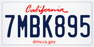 CA license plate 7MBK895