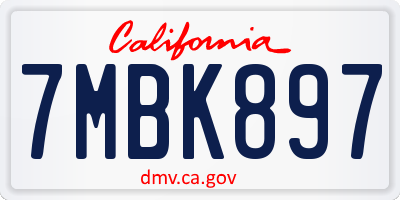 CA license plate 7MBK897