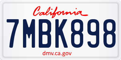 CA license plate 7MBK898