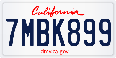 CA license plate 7MBK899