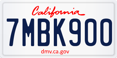 CA license plate 7MBK900