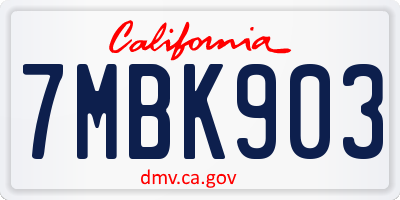CA license plate 7MBK903