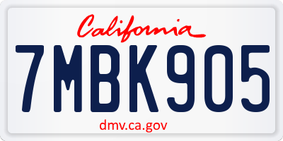 CA license plate 7MBK905