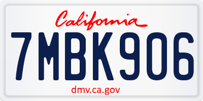 CA license plate 7MBK906