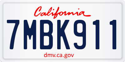 CA license plate 7MBK911