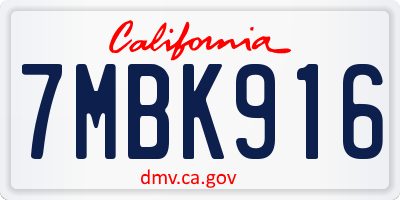 CA license plate 7MBK916