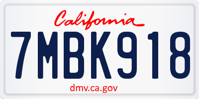 CA license plate 7MBK918