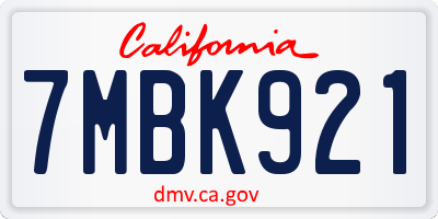 CA license plate 7MBK921