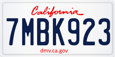 CA license plate 7MBK923