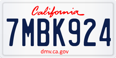 CA license plate 7MBK924