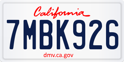 CA license plate 7MBK926